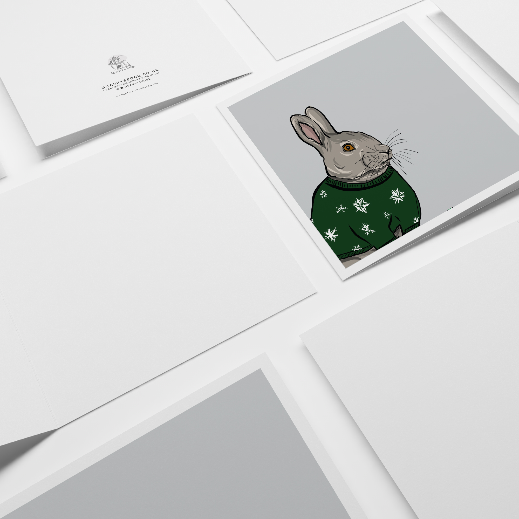 Festive Rabbit Christmas Cards and Envelopes (Pack of 4) - Quarrys Edge